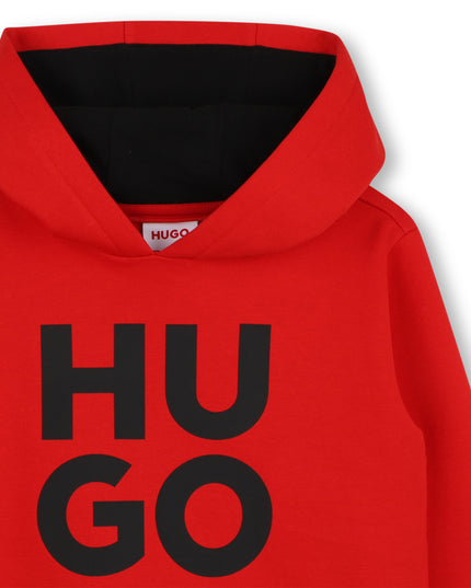 kids atelier hugo Red Logo Fleece Hoodie