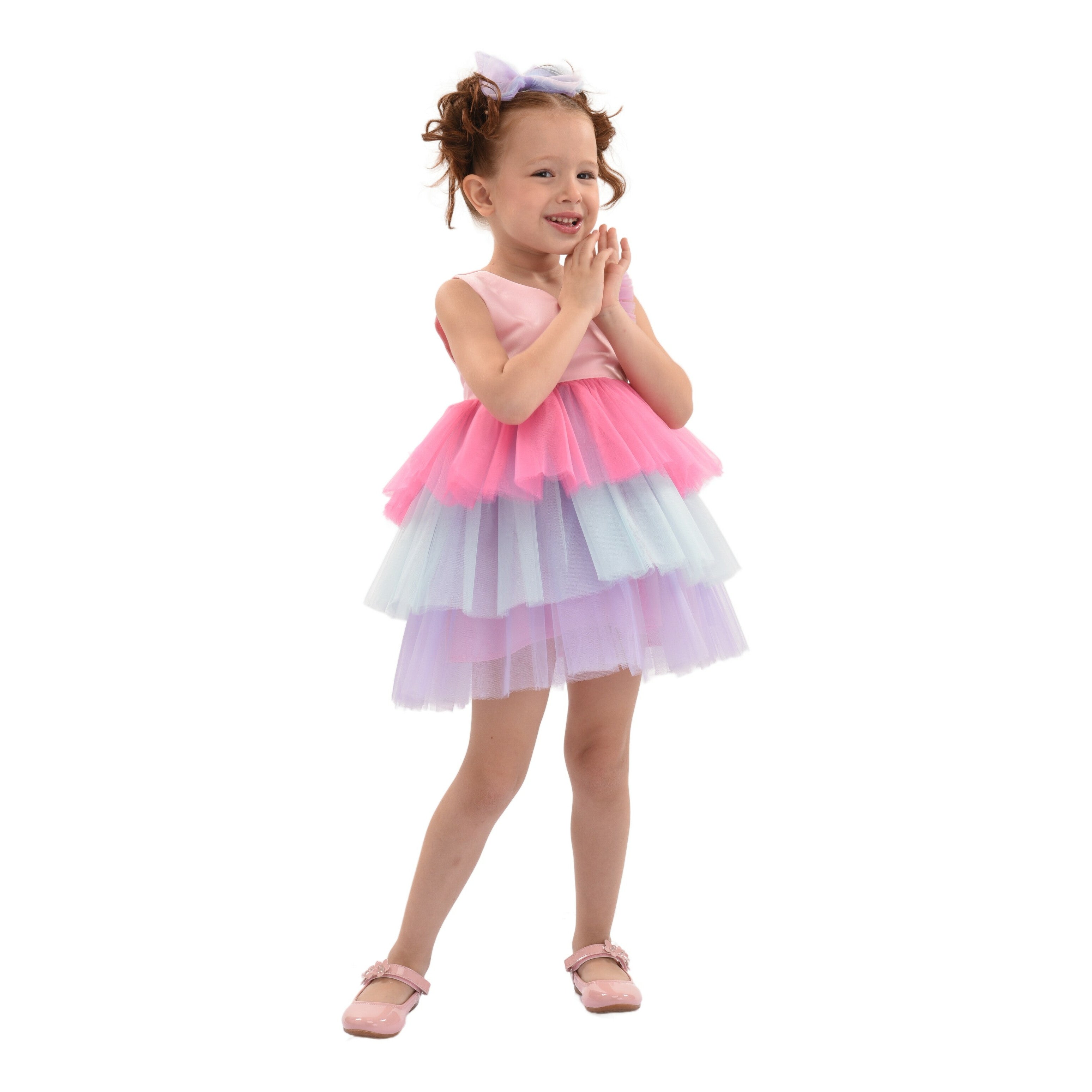 Pink Cakepop Multicolor Layered Tulle Dress 4Y / Pink Pink Cakepop Multicolor Layered Tulle Dress 4Y / Pink