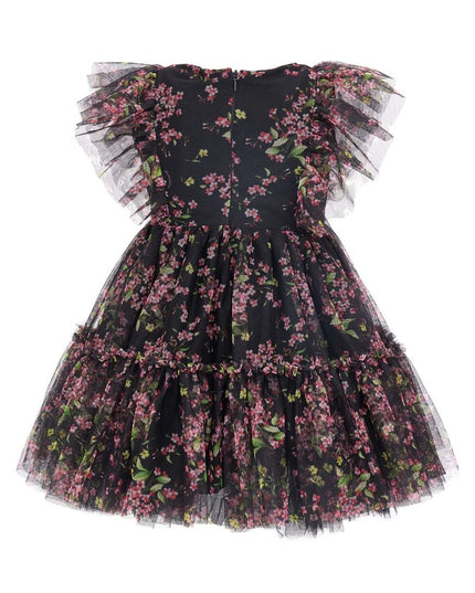 MONNALISA-FLORAL PRINT TULLE DRESS-110920-0612-5095-