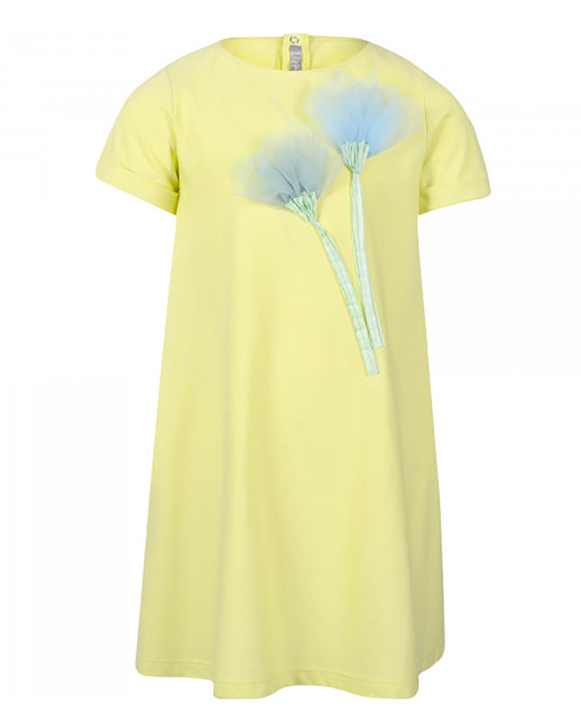 IL GUFO-DRESS-P21VM612M0014-2050-LIGHT YELLOW/AQUAMARINE