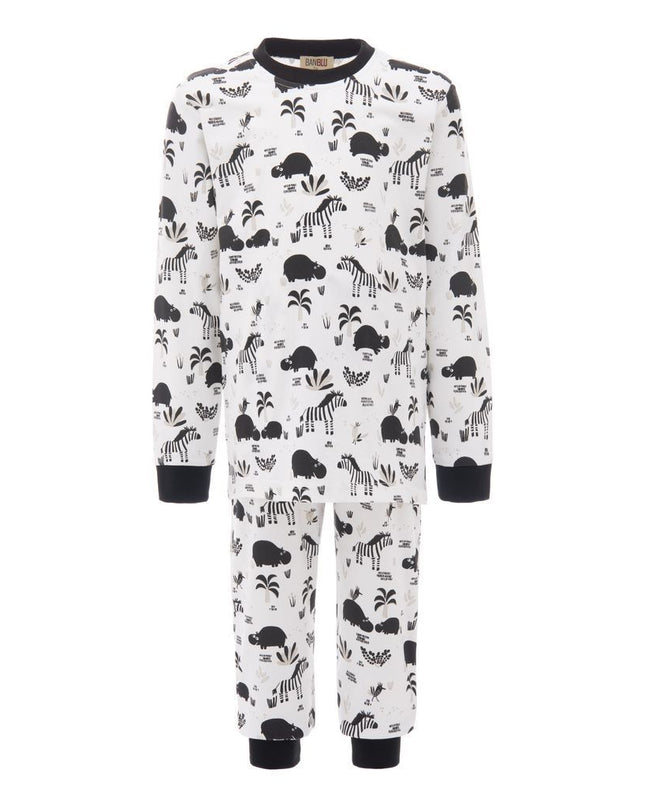 BANBLU-HIPPO + ZEBRA PRINT PJ SET-BB22006-WHITE