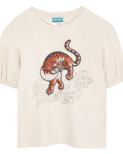Kids Atelier-Kenzo-Girls Short Sleeve Tiger T-shirt