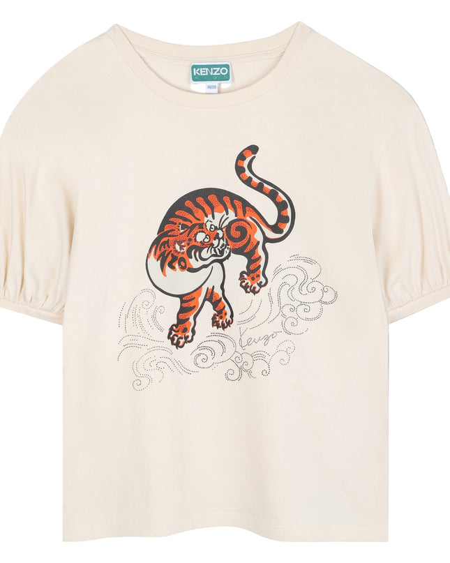 Kids Atelier-Kenzo-Girls Short Sleeve Tiger T-shirt