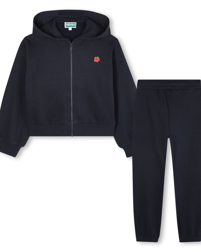 Kids Atelier-Kenzo-Girls Navy Blue Boke Flower Tracksuit