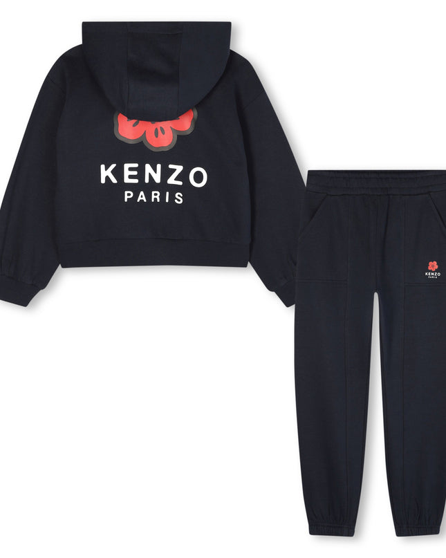 Kids Atelier-Kenzo-Girls Navy Blue Boke Flower Tracksuit