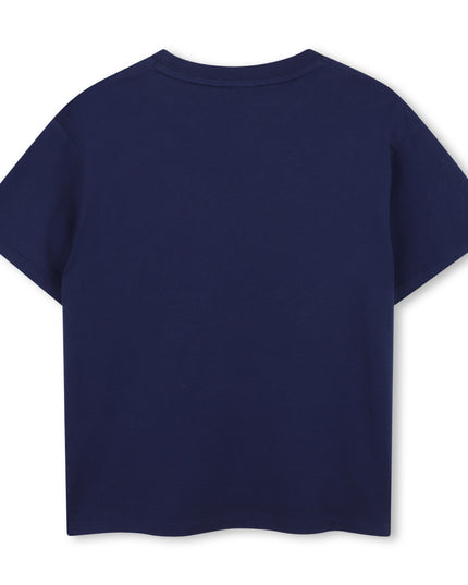 kids atelier Kenzo Medieval Blue Paris Embroidered Logo Tee