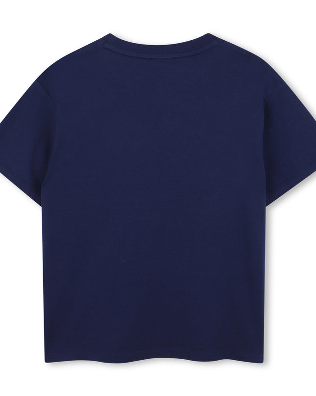 kids atelier Kenzo Medieval Blue Paris Embroidered Logo Tee