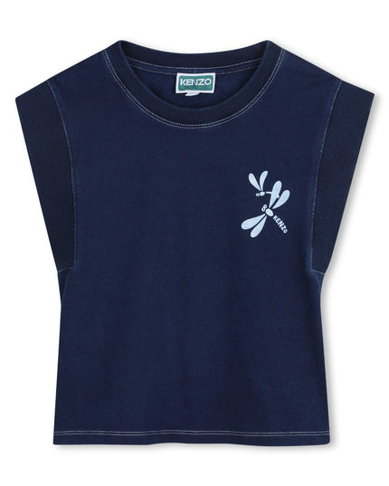 kids atelier kenzo Medieval Blue Sleeveless Logo Top