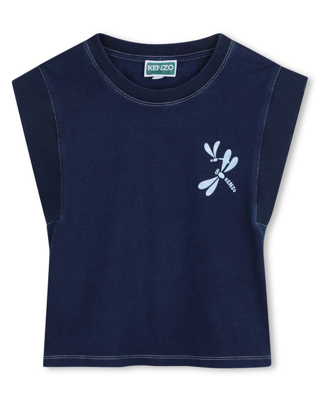 kids atelier kenzo Medieval Blue Sleeveless Logo Top