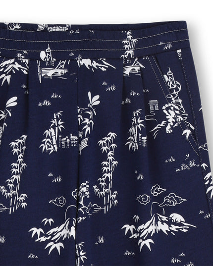 kids atelier kenzo Medieval Blue Kenzo Printed Pants