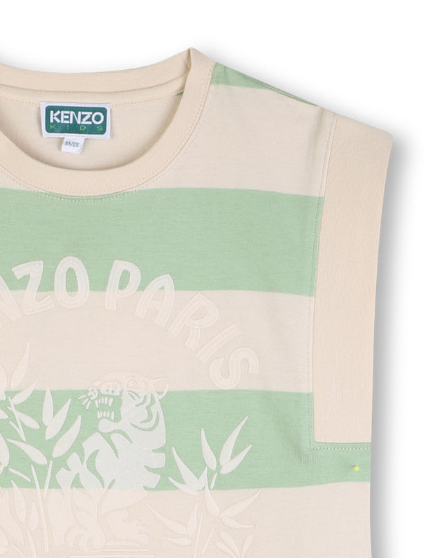kids atelier kenzo Light Green & Beige Kenzo Striped Dress