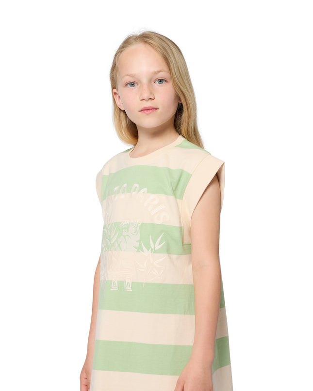 kids atelier kenzo Light Green & Beige Kenzo Striped Dress