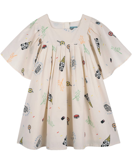 kids atelier kenzo Light Beige Kenzo Panda Party Dress