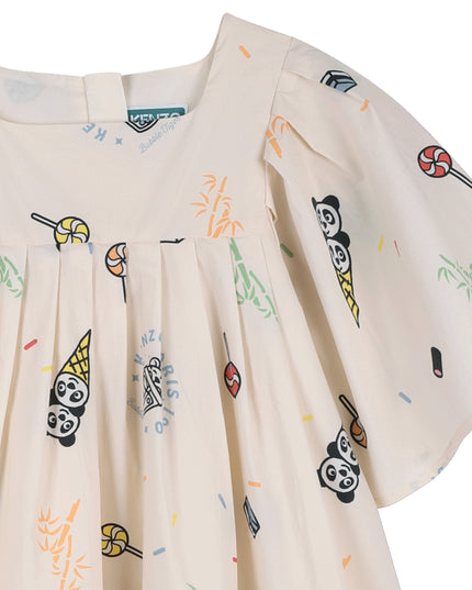 kids atelier kenzo Light Beige Kenzo Panda Party Dress