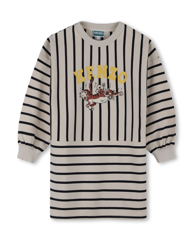 kidsatelier-KENZO-Beige Striped Sweatshirt Dress