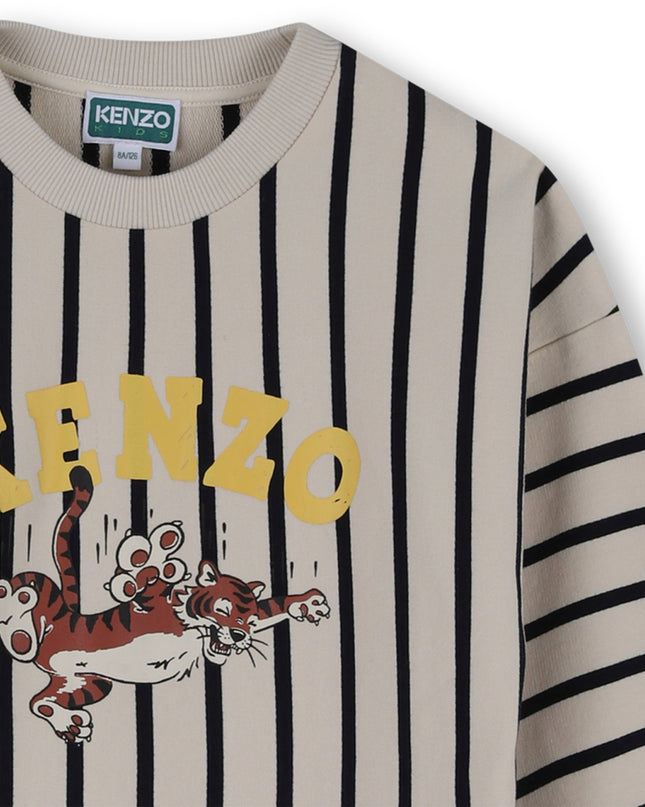 kidsatelier-KENZO-Beige Striped Sweatshirt Dress