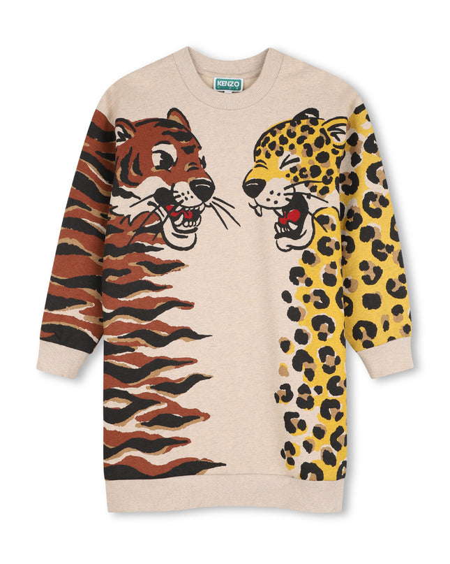 kids atelier kenzo Beige Animal Print Sweatshirt Dress
