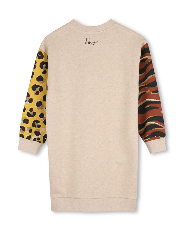 kids atelier kenzo Beige Animal Print Sweatshirt Dress
