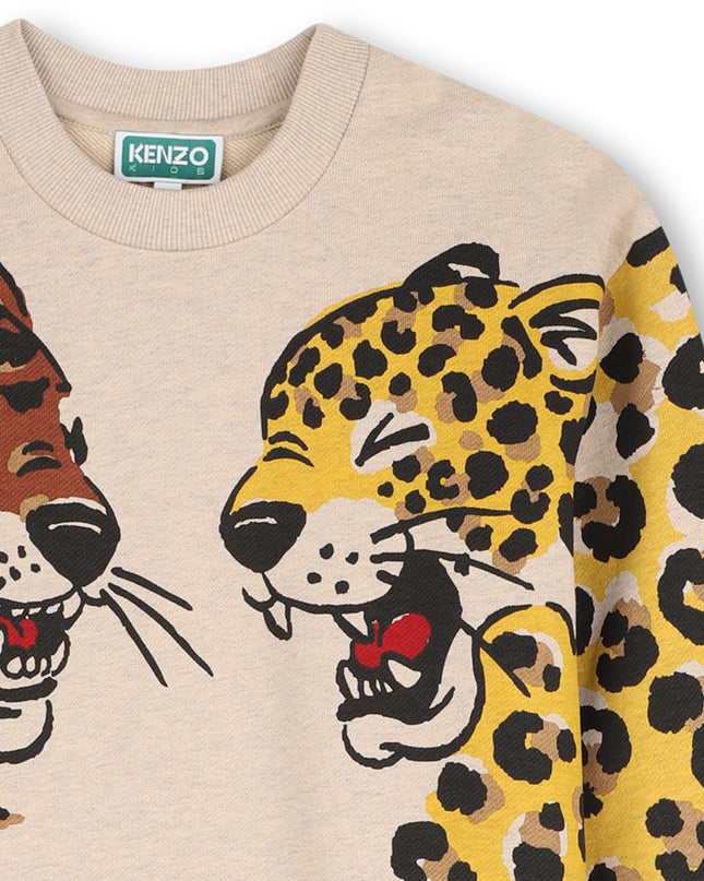 kids atelier kenzo Beige Animal Print Sweatshirt Dress