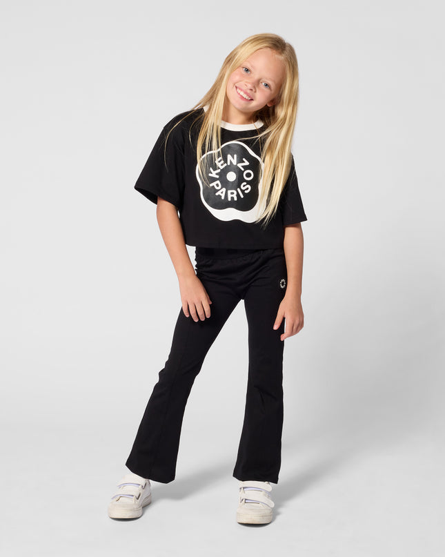 kidsatelier-KENZO-Black Cropped Logo T‑Shirt