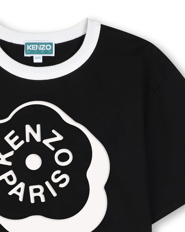kidsatelier-KENZO-Black Cropped Logo T‑Shirt