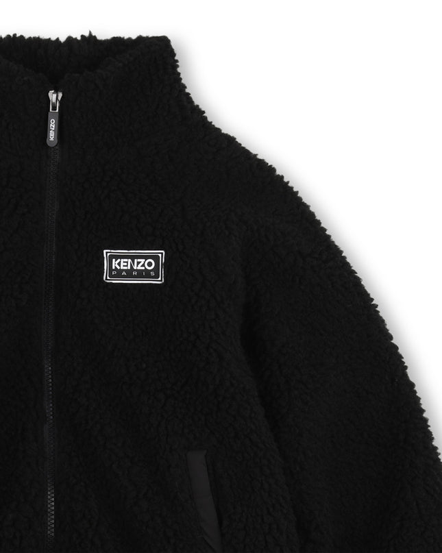 kidsatelier-KENZO-Black Faux Shearling Jacket