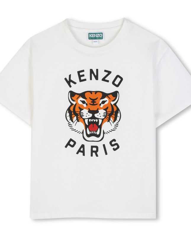 kids atelier kenzo White Logo T‑Shirt