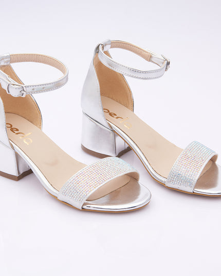 PERLA-FN41PF-SILVER-SINGLE RHINESTONE STRAP HEELS