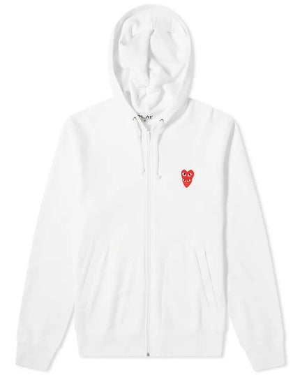 Comme Des Garcon-Cream Hoodie Zip Sweat-AZ-T293-051-2