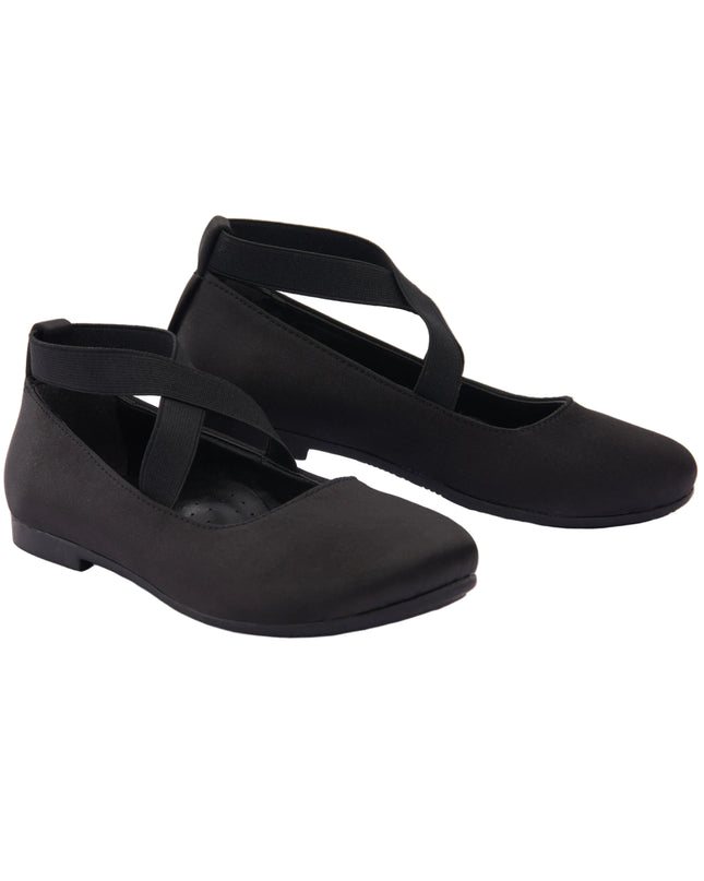 kids atelier la perla Black Satin Ballerina Flats
