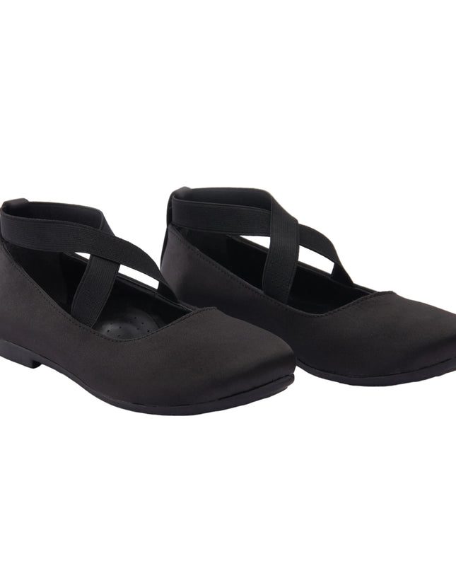 kids atelier la perla Black Satin Ballerina Flats