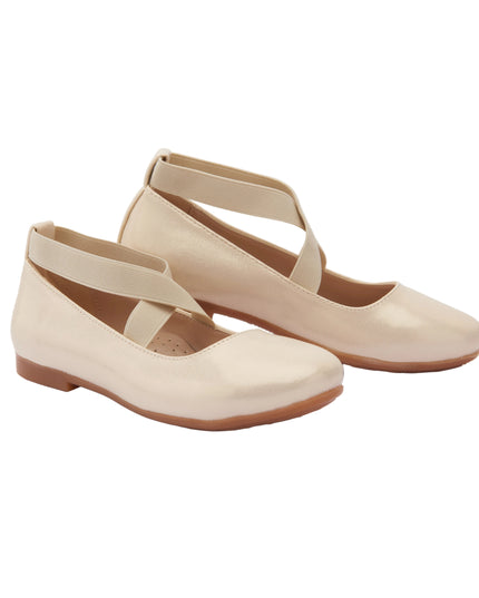 kids atelier la perla Toddler Gold Satin Ballerina Flats
