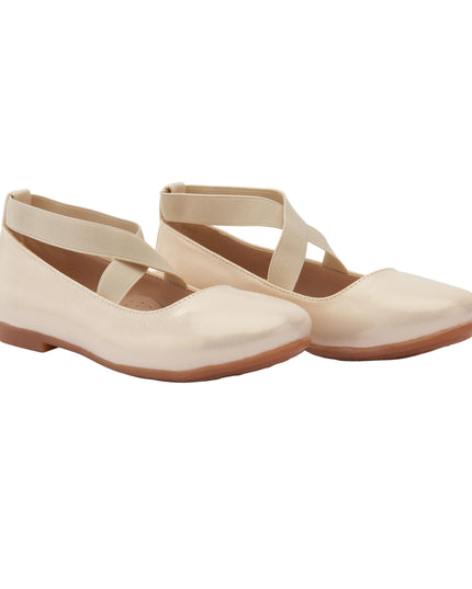 kids atelier la perla Toddler Gold Satin Ballerina Flats