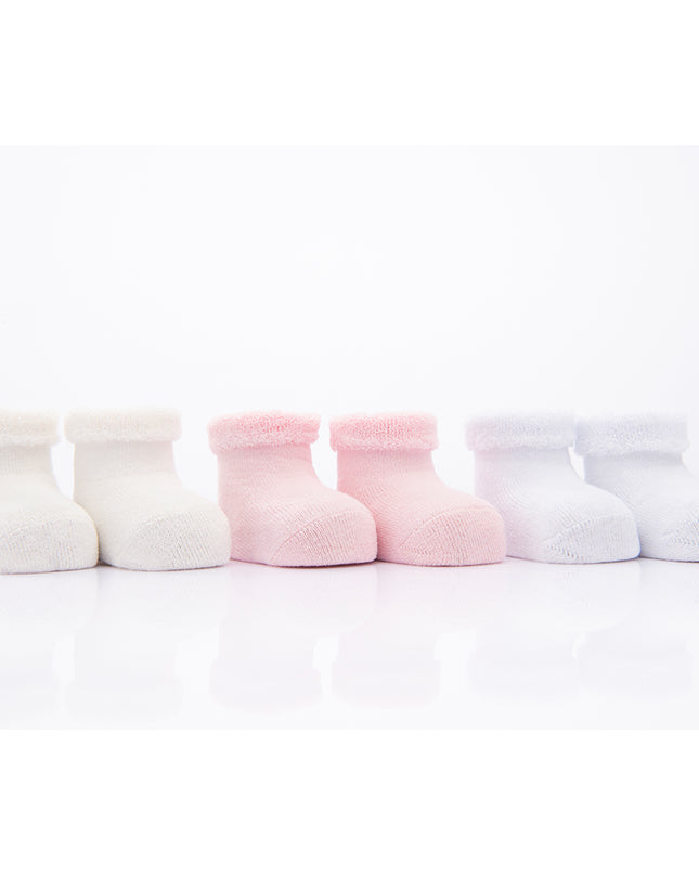 BANBLU-TERRY TRIM SOCK SET-15-01-0022-CREAM/PINK/WHITE
