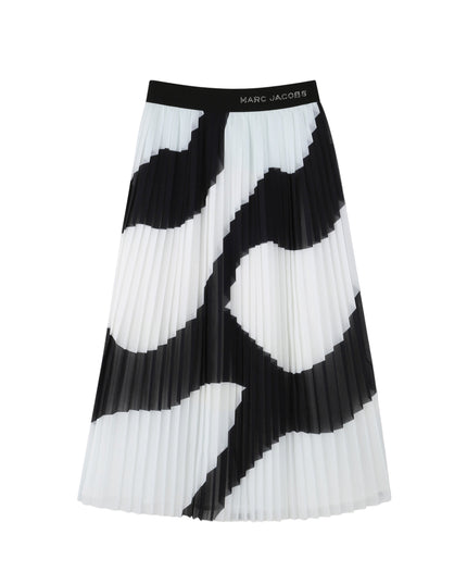 Kids Atelier-Marc Jacobs-Girls Black & Ivory Zebra Pleated Skirt