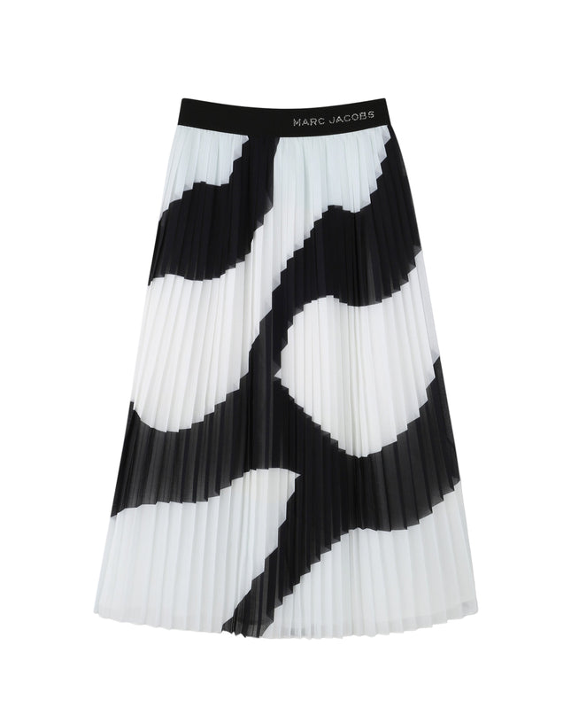 Kids Atelier-Marc Jacobs-Girls Black & Ivory Zebra Pleated Skirt
