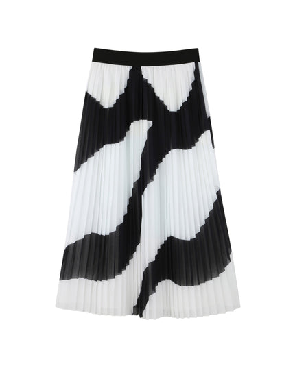 Kids Atelier-Marc Jacobs-Girls Black & Ivory Zebra Pleated Skirt
