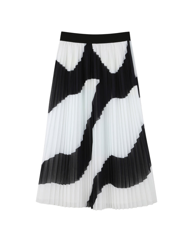 Kids Atelier-Marc Jacobs-Girls Black & Ivory Zebra Pleated Skirt