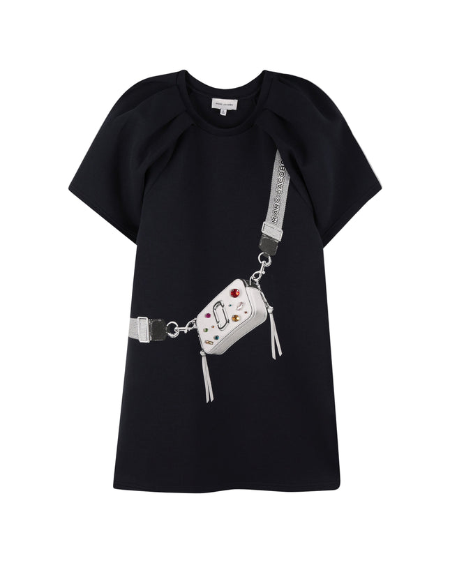 Kids atelier-Marc Jacobs-Snapshot Short Dress for Girls in Black with Print