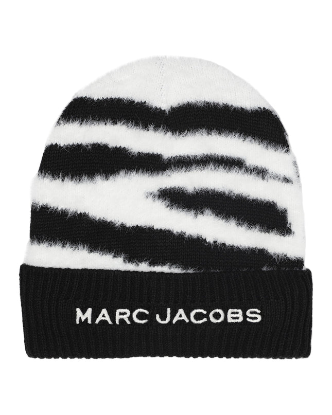 Kids Atelier-Marc Jacobs-Kids Black and White Zebra Beanie