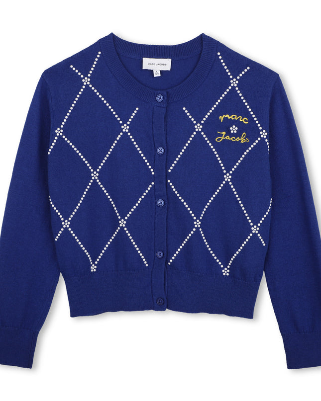 Kids Atelier MARC JACOBS Navy Diamond Knit Cardigan
