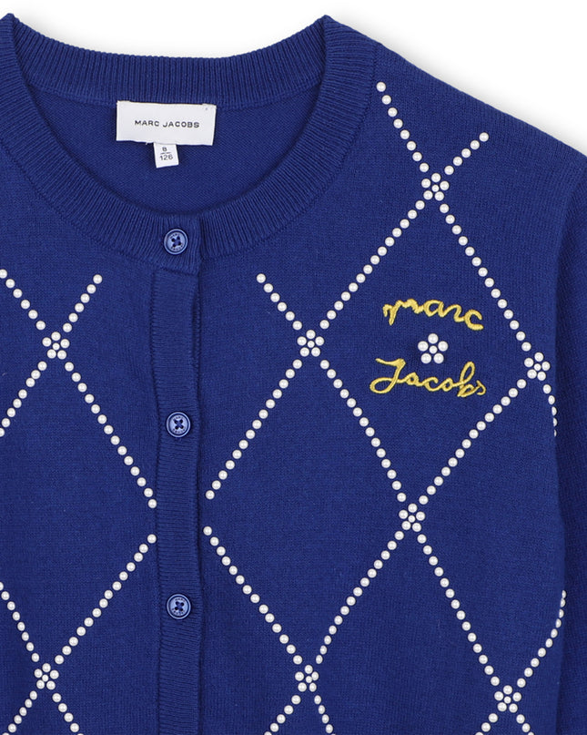 Kids Atelier MARC JACOBS Navy Diamond Knit Cardigan