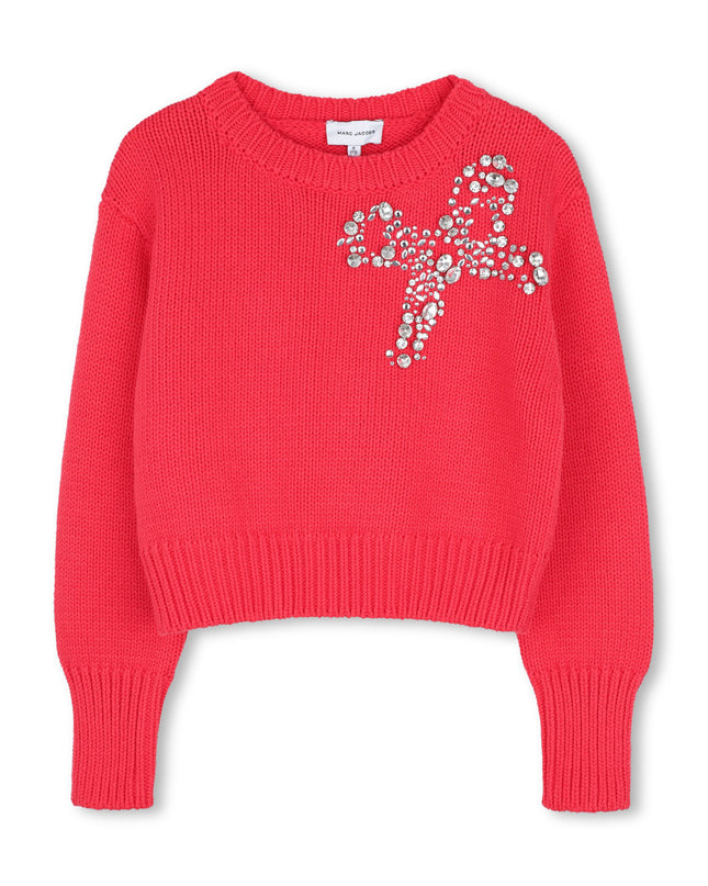 Kids Atelier MARC JACOBS Red Rhinestone Knit Sweater