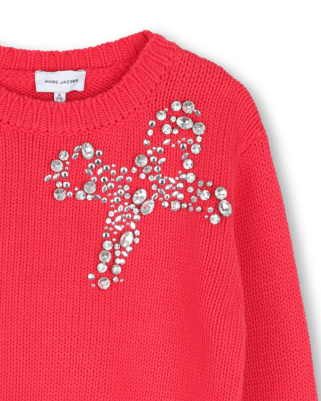 Kids Atelier MARC JACOBS Red Rhinestone Knit Sweater