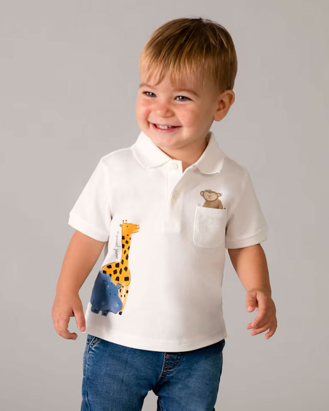 Kids atelier mayoral White Animal Polo