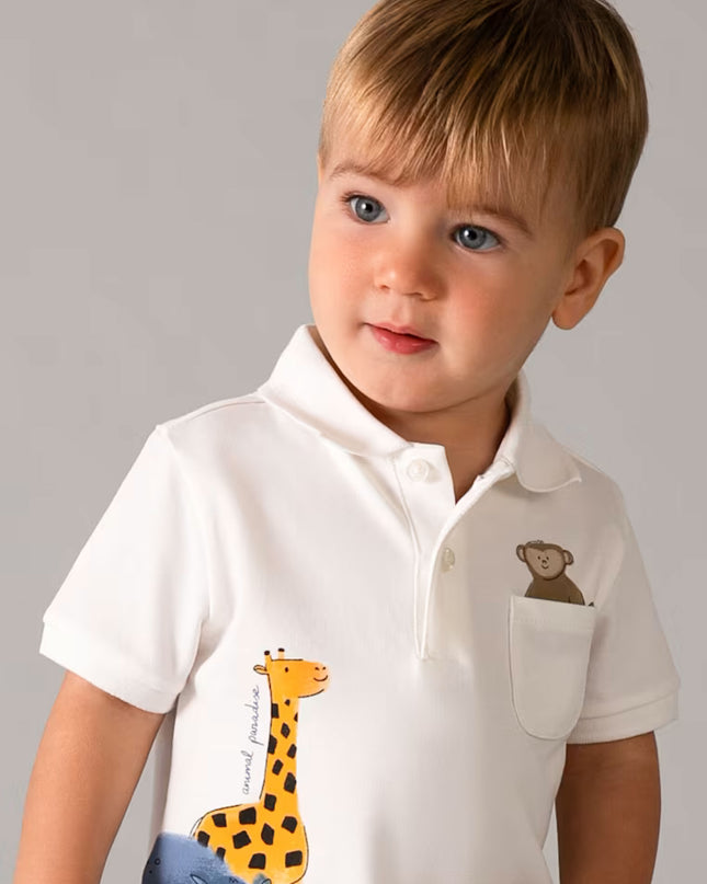 Kids atelier mayoral White Animal Polo