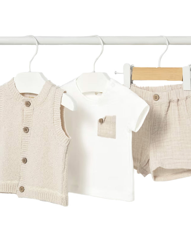 kids atelier mayoral Beige & White Summer Outfit