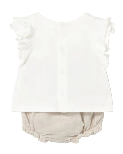 kids atelier mayoral White and Beige Flower Short Set