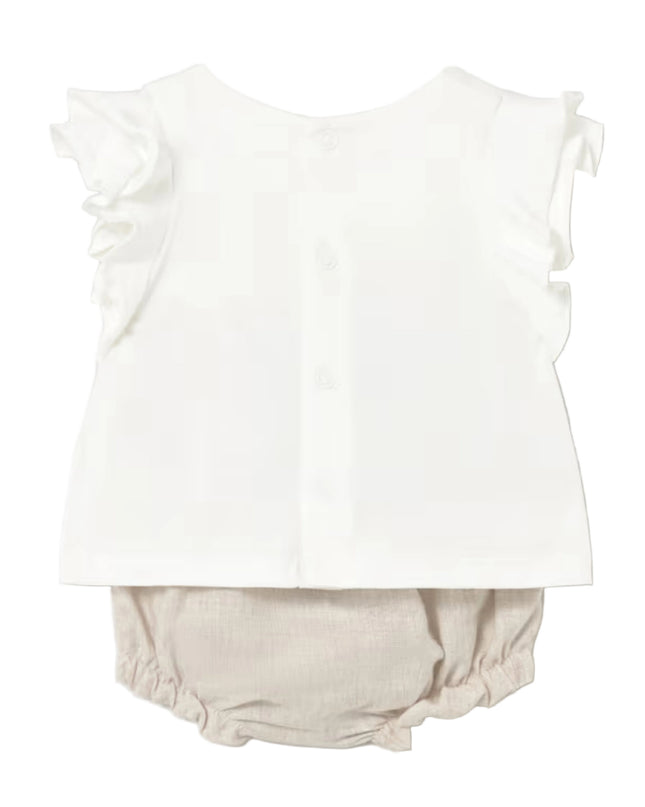 kids atelier mayoral White and Beige Flower Short Set