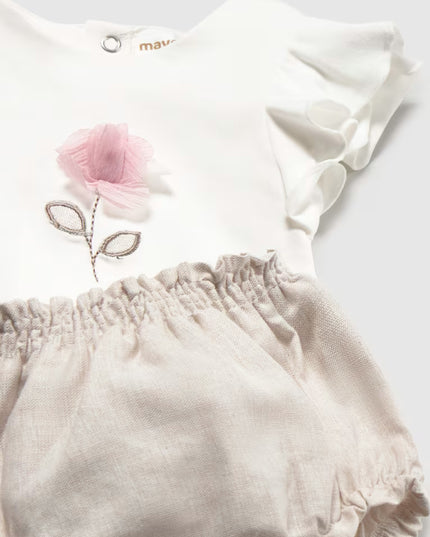 kids atelier mayoral White and Beige Flower Short Set
